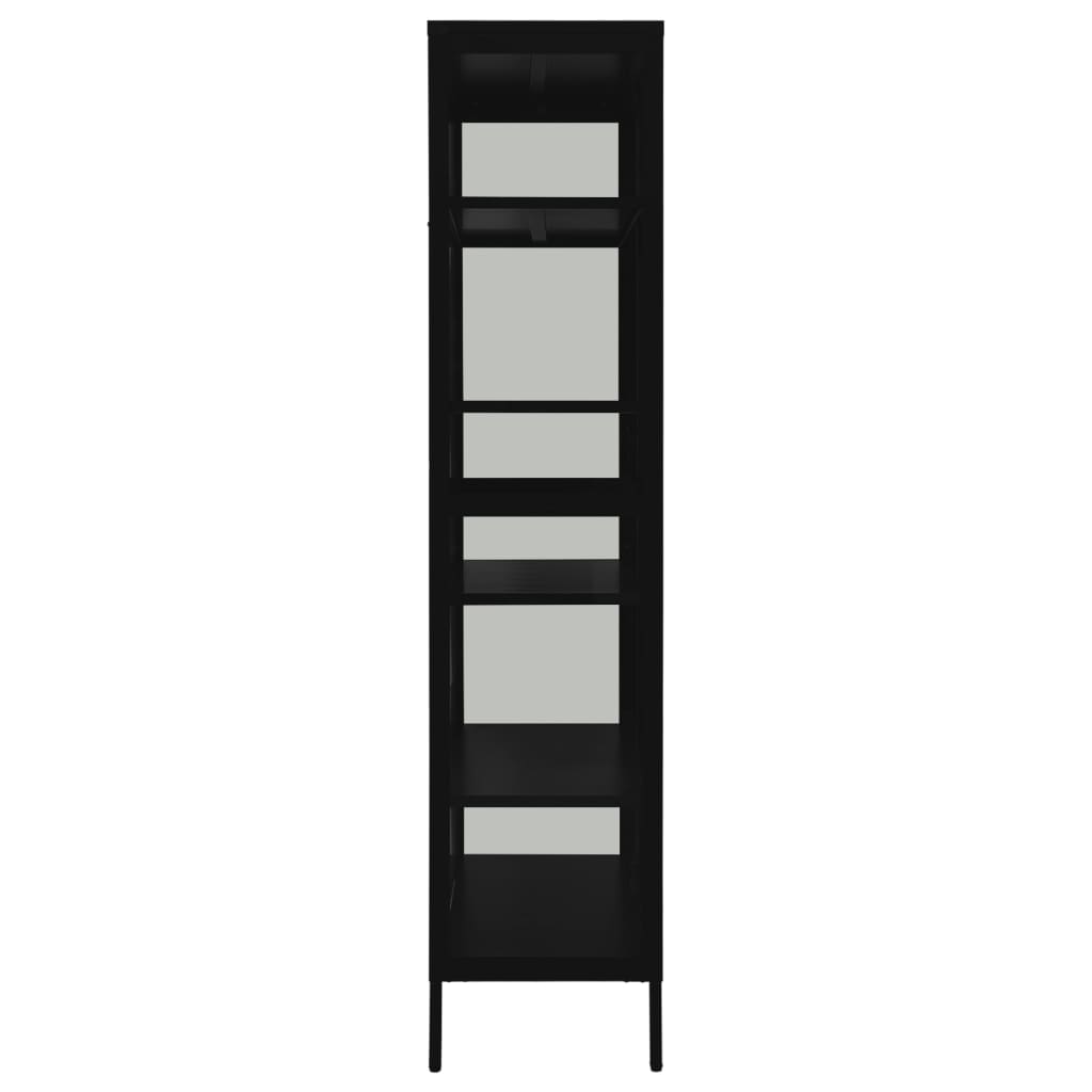 vidaXL Vitrine Schwarz 90x40x180 cm Stahl und Gehärtetes Glas