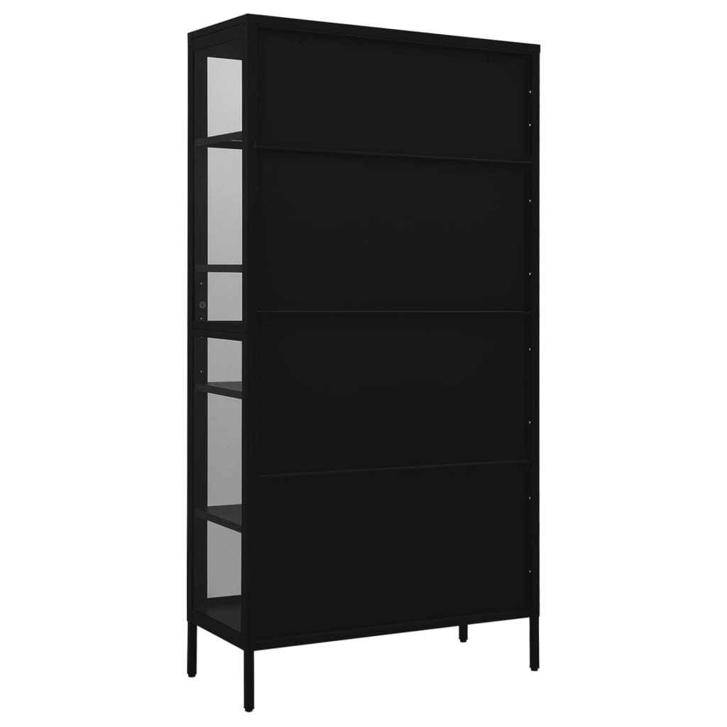 vidaXL Vitrine Schwarz 90x40x180 cm Stahl und Gehärtetes Glas