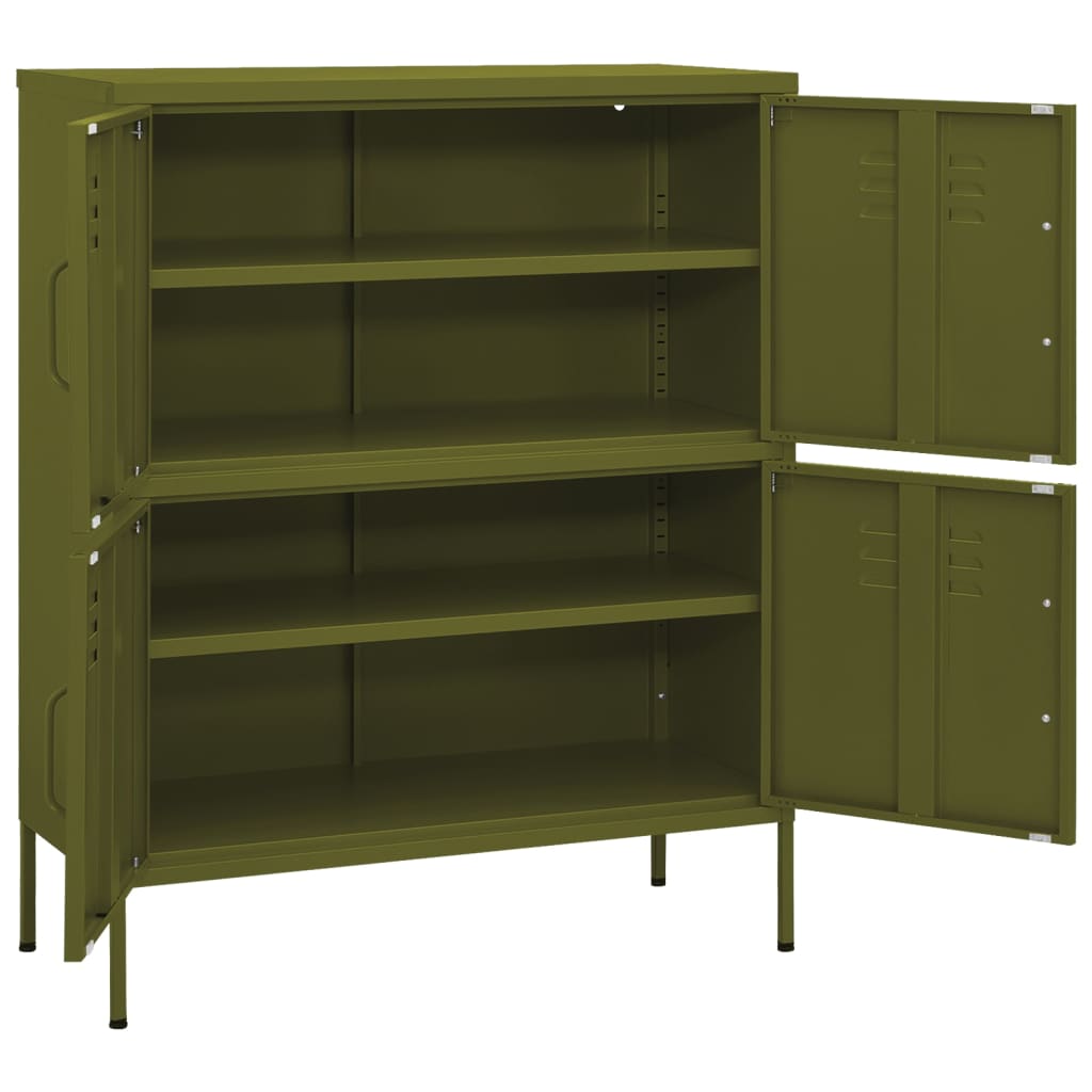 vidaXL Lagerschrank Olivgrün 80x35x101,5 cm Stahl