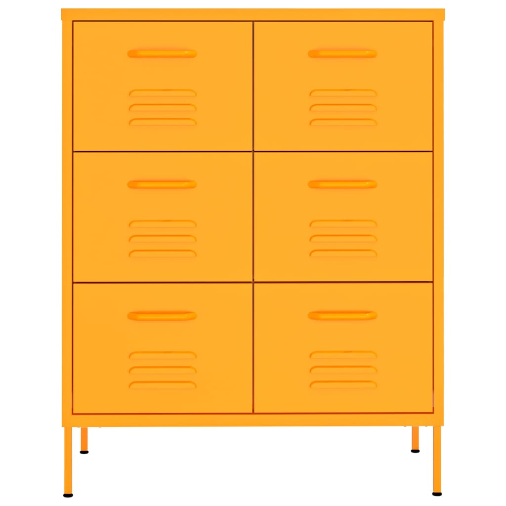 vidaXL Schubladenschrank Senfgelb 80x35x101,5 cm Stahl