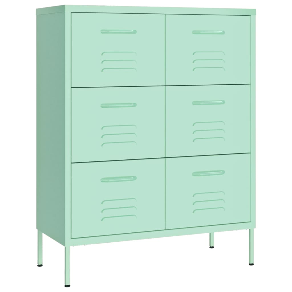 vidaXL Schubladenschrank Minzgrün 80x35x101,5 cm Stahl