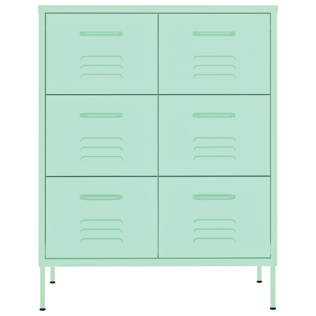 vidaXL Schubladenschrank Minzgrün 80x35x101,5 cm Stahl