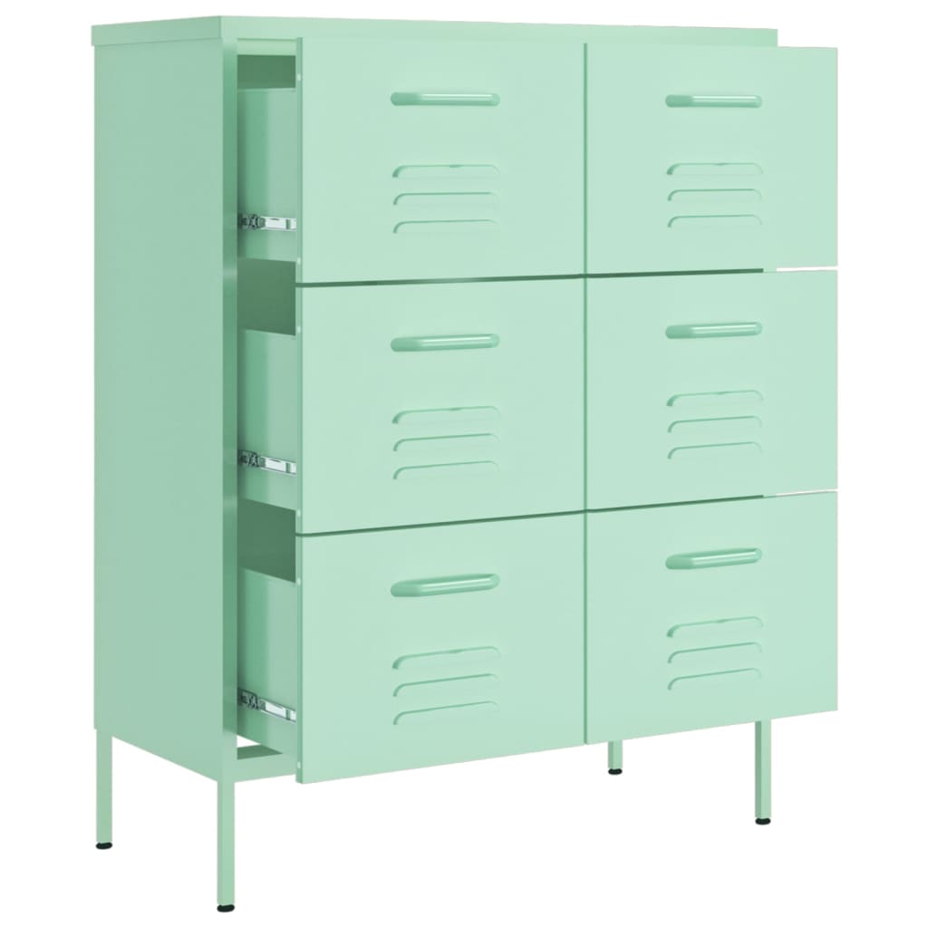 vidaXL Schubladenschrank Minzgrün 80x35x101,5 cm Stahl