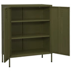 vidaXL Beistellschrank Olivgrün 80x35x101,5 cm Stahl