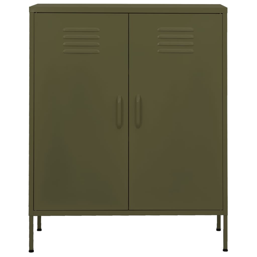 vidaXL Beistellschrank Olivgrün 80x35x101,5 cm Stahl