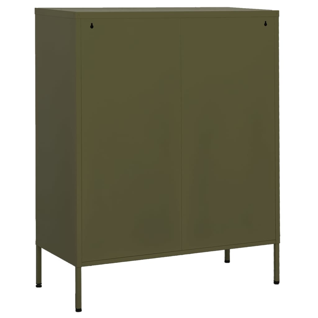vidaXL Beistellschrank Olivgrün 80x35x101,5 cm Stahl