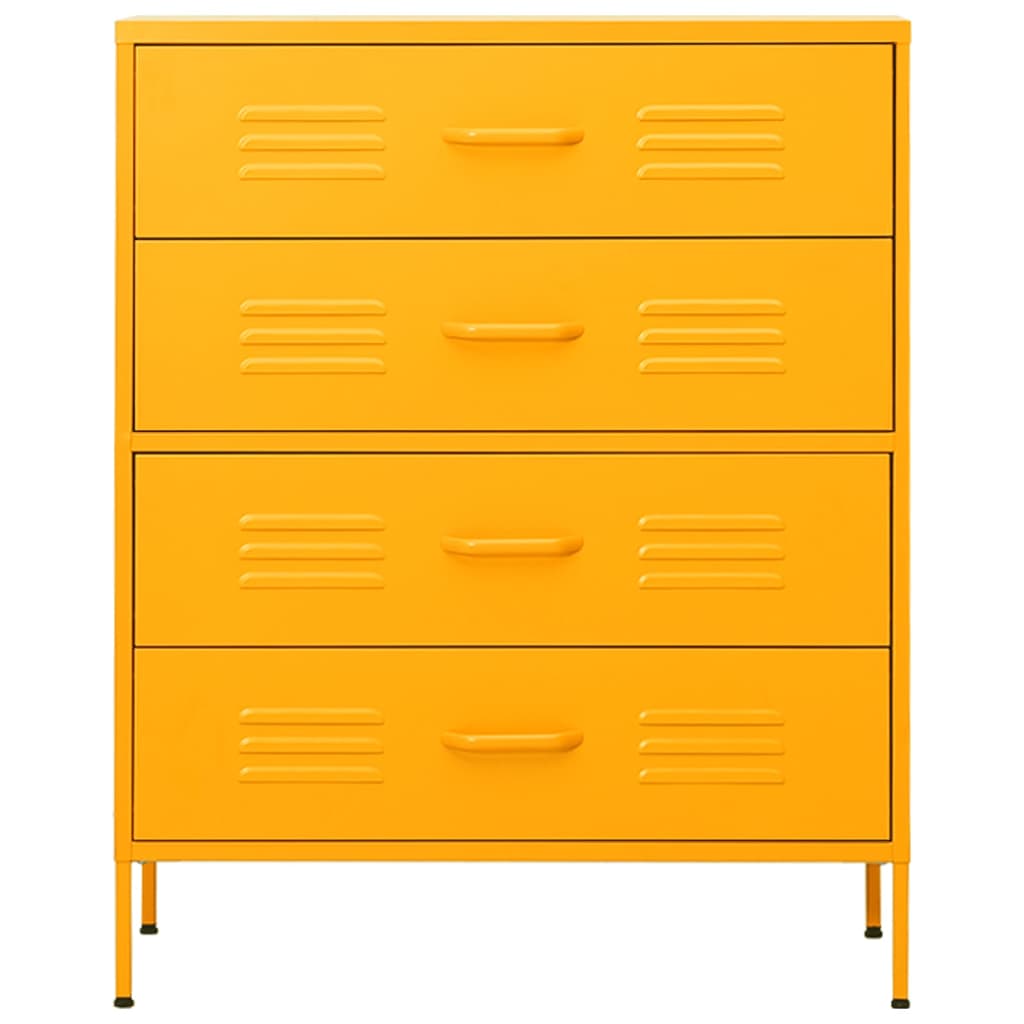 vidaXL Kommode Senfgelb 80x35x101,5 cm Stahl
