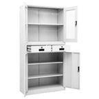 vidaXL Büroschrank Weiß 90x40x180 cm Stahl und Hartglas