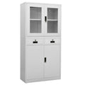 vidaXL Büroschrank Hellgrau 90x40x180 cm Stahl und Gehärtetes Glas