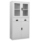vidaXL Büroschrank Hellgrau 90x40x180 cm Stahl und Gehärtetes Glas