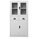 vidaXL Büroschrank Hellgrau 90x40x180 cm Stahl und Gehärtetes Glas
