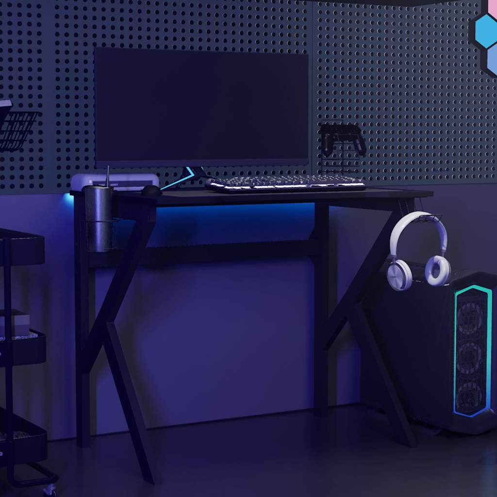 vidaXL Gaming-Schreibtisch mit K-Gestell Schwarz 90x60x75 cm