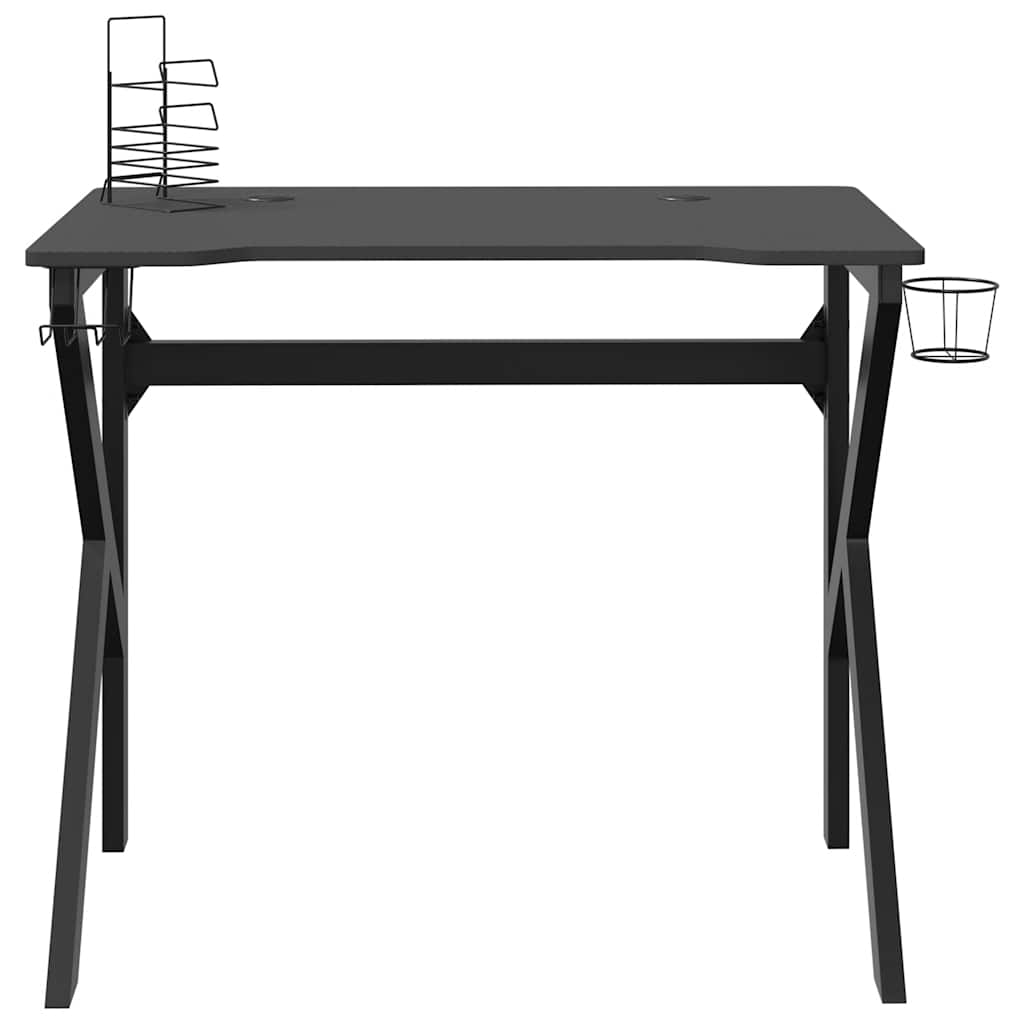 vidaXL Gaming-Schreibtisch mit K-Gestell Schwarz 90x60x75 cm