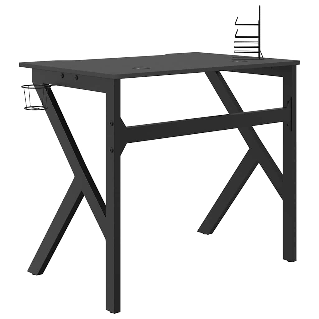 vidaXL Gaming-Schreibtisch mit K-Gestell Schwarz 90x60x75 cm