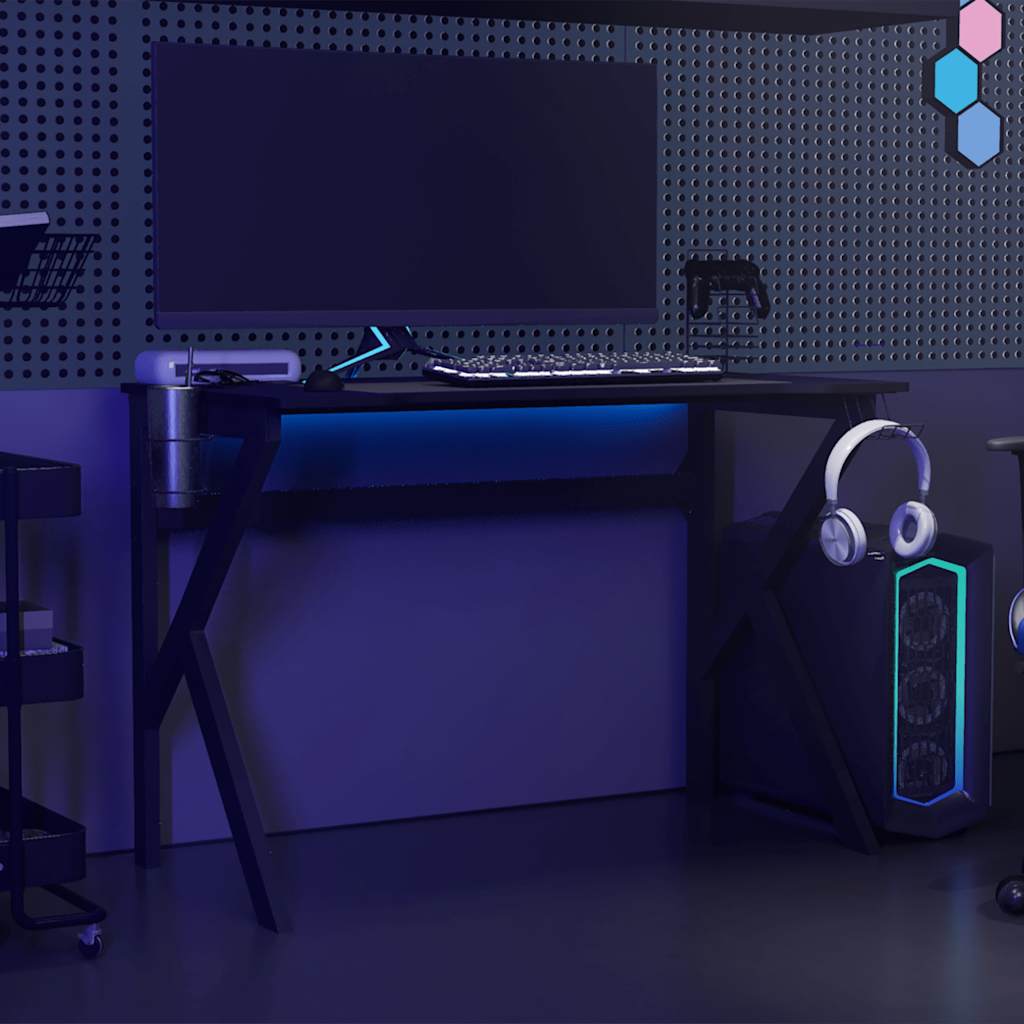 vidaXL Gaming-Schreibtisch mit K-Gestell Schwarz und Rot 110x60x75 cm