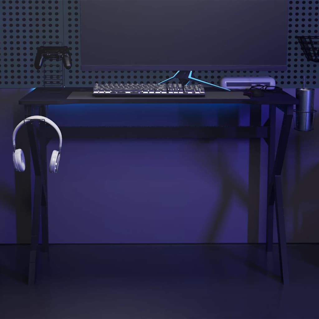 vidaXL Gaming-Schreibtisch mit K-Gestell Schwarz und Rot 110x60x75 cm