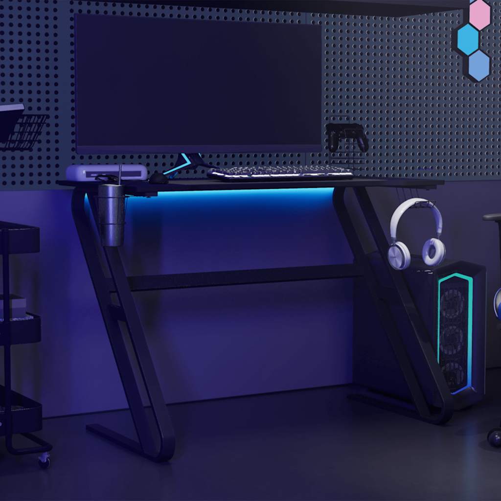 vidaXL Gaming-Schreibtisch mit ZZ-Gestell Schwarz 110x60x75 cm