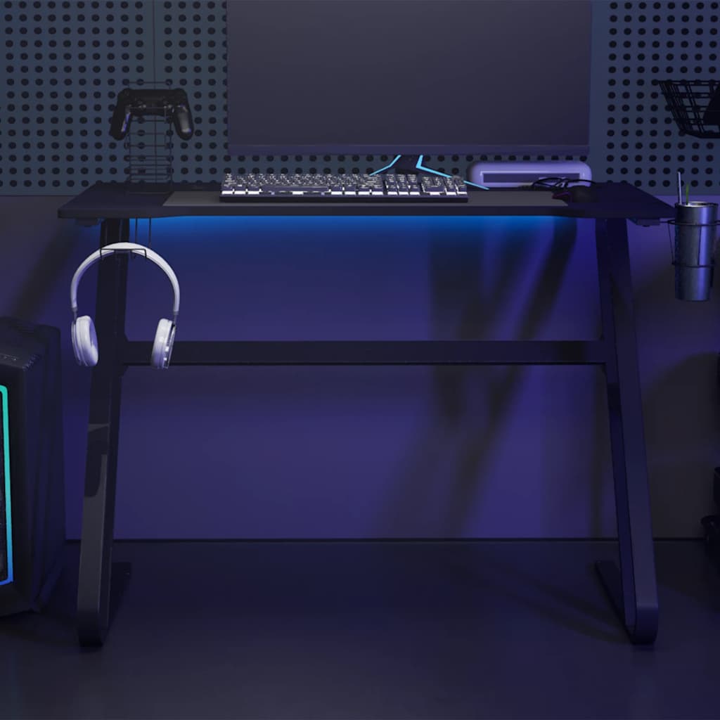 vidaXL Gaming-Schreibtisch mit ZZ-Gestell Schwarz 110x60x75 cm