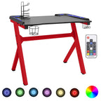 vidaXL Gaming-Schreibtisch mit LED Y-Gestell Schwarz Rot 110x60x75 cm