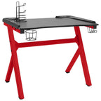 vidaXL Gaming-Schreibtisch mit LED Y-Gestell Schwarz Rot 110x60x75 cm