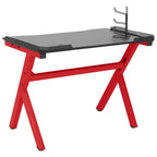 vidaXL Gaming-Schreibtisch mit LED Y-Gestell Schwarz Rot 110x60x75 cm