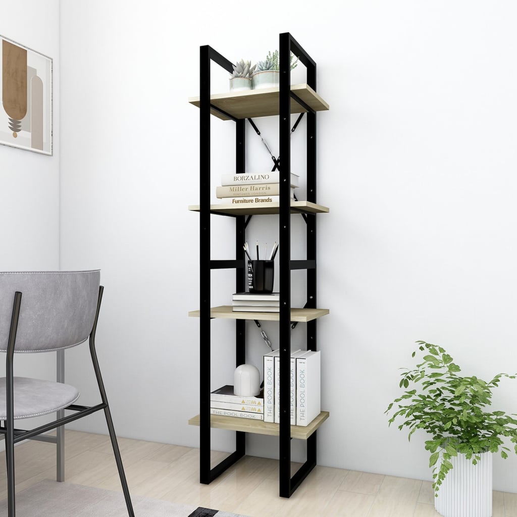 vidaXL Bücherregal 4 Fächer Sonoma-Eiche 40x30x140 cm Holzwerkstoff