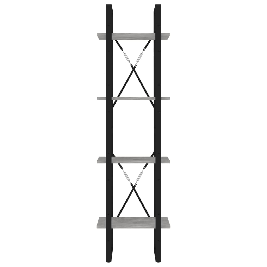 vidaXL Bücherregal 4 Fächer Betongrau 40x30x140 cm Holzwerkstoff