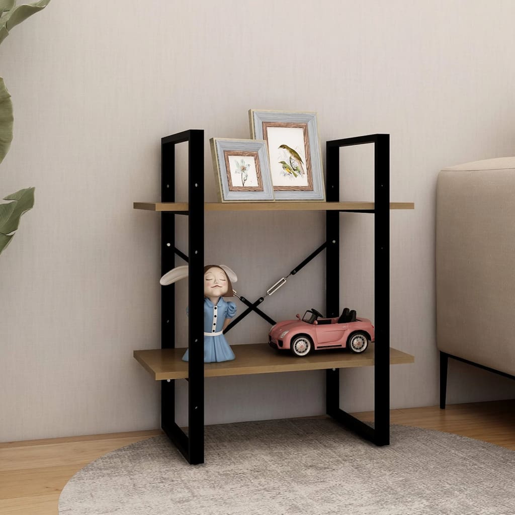 vidaXL Bücherregal 2 Böden Honigbraun 60x30x70 cm Massivholz Kiefer