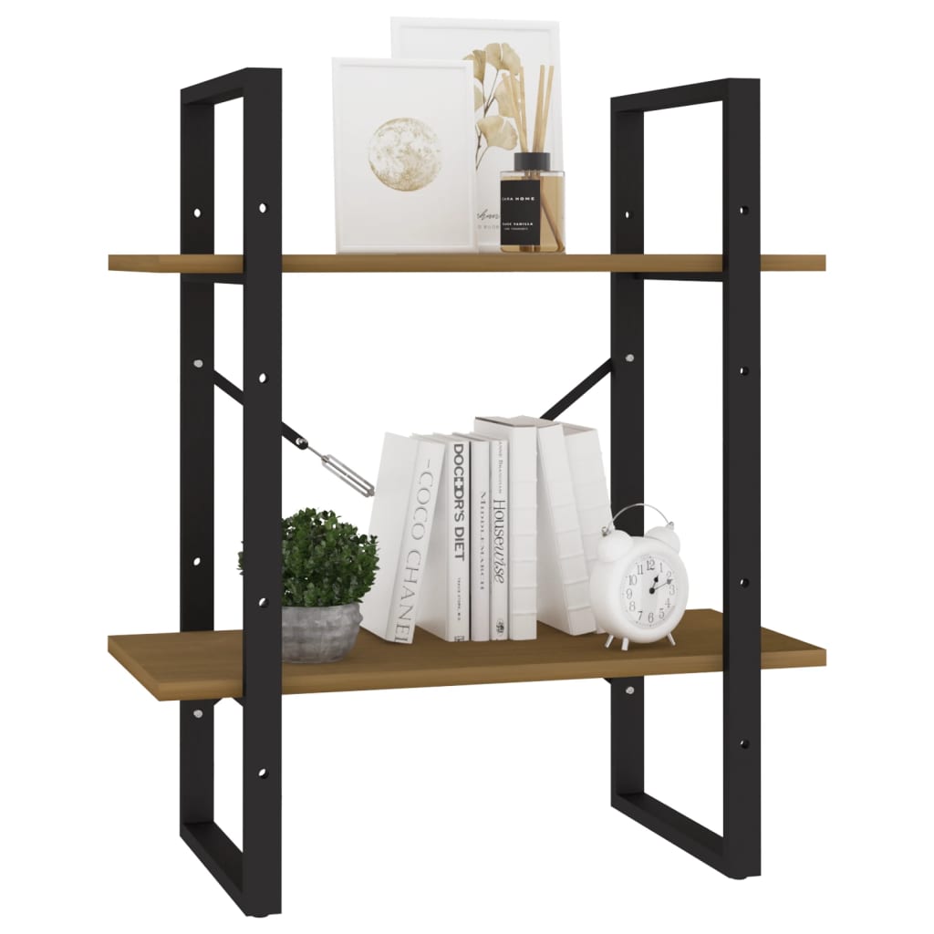 vidaXL Bücherregal 2 Böden Honigbraun 60x30x70 cm Massivholz Kiefer