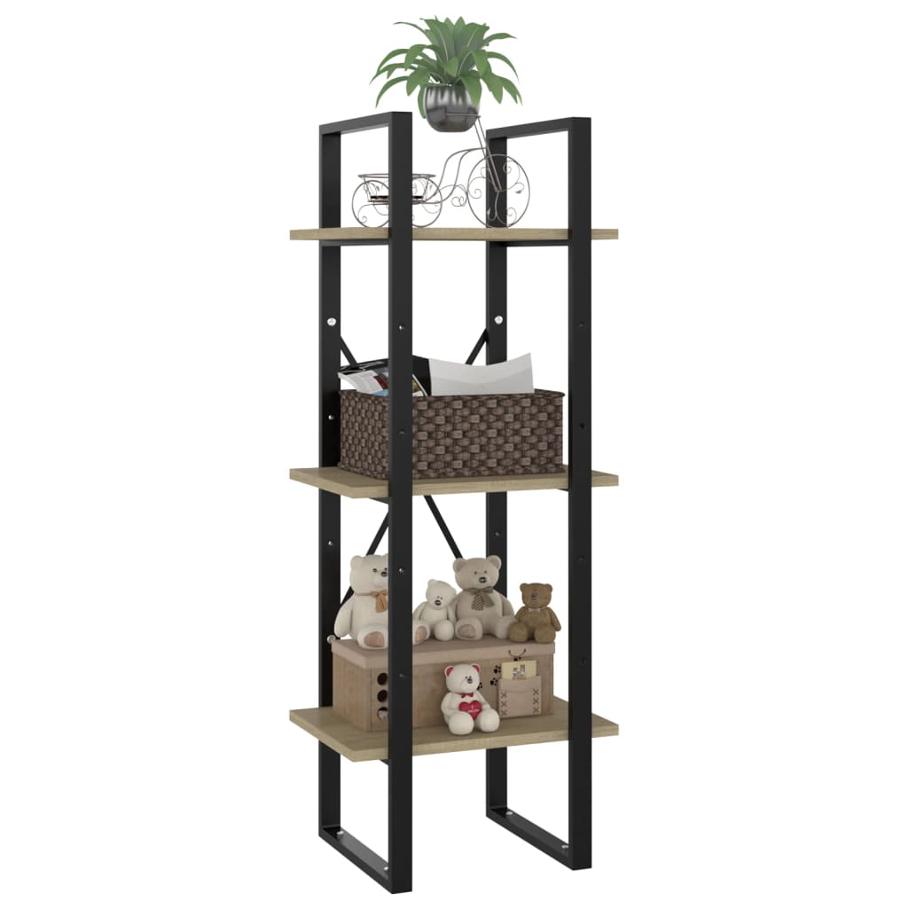vidaXL Bücherregal 3 Fächer Sonoma-Eiche 40x30x105 cm Holzwerkstoff