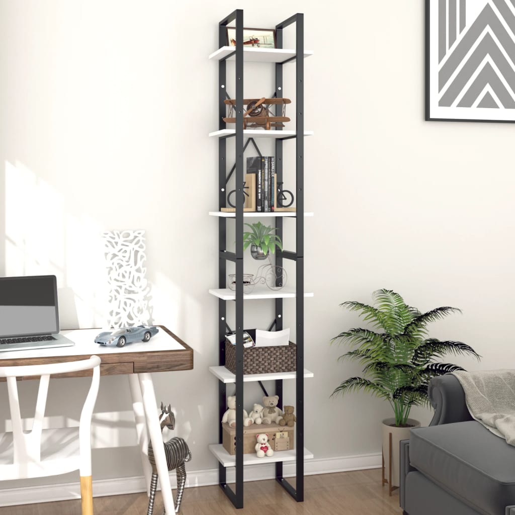 vidaXL Bücherregal 6 Fächer Weiß 40x30x210 cm Holzwerkstoff