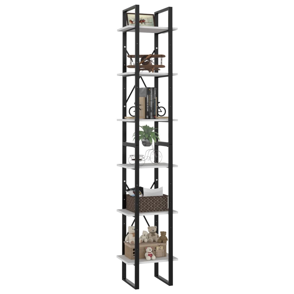 vidaXL Bücherregal 6 Fächer Weiß 40x30x210 cm Holzwerkstoff
