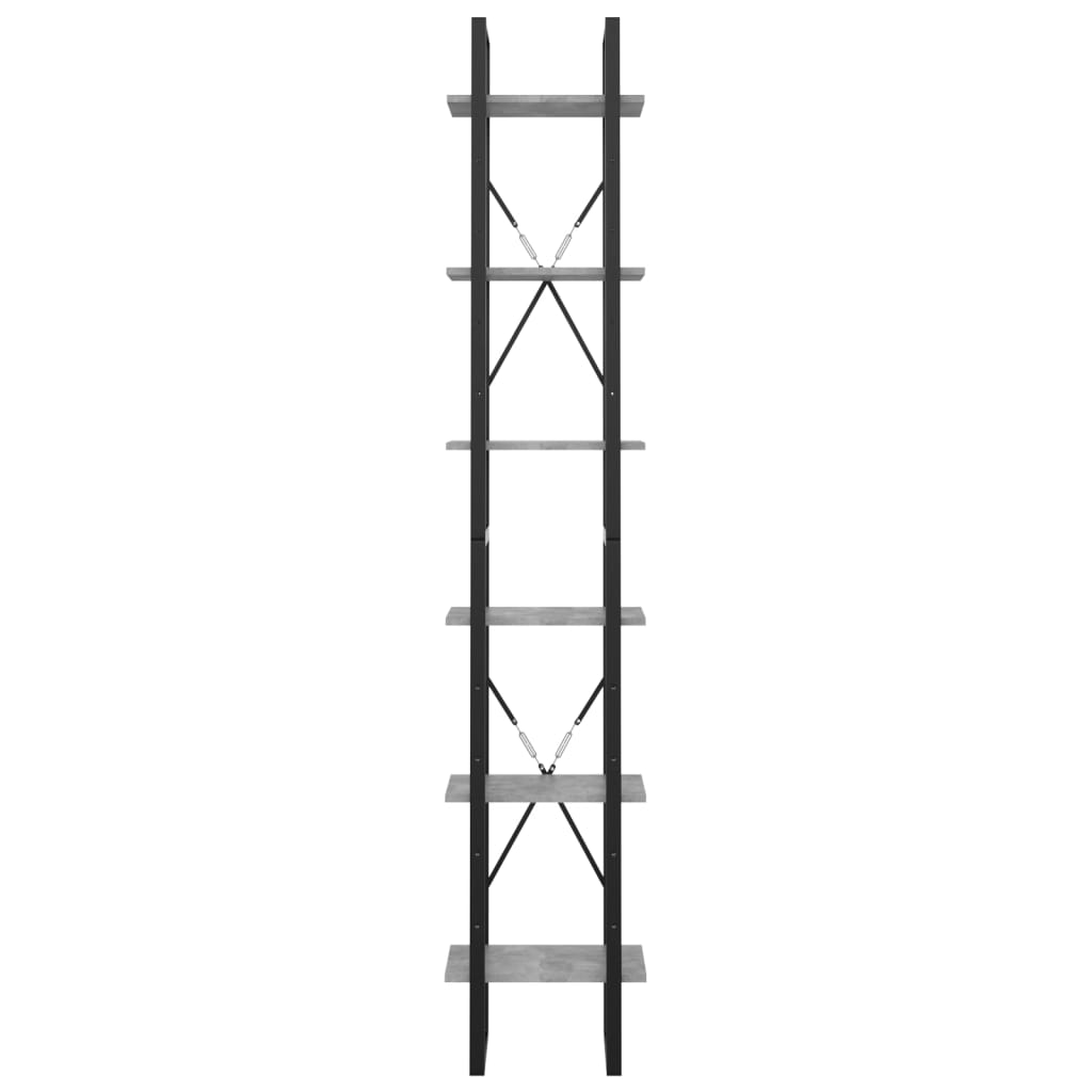 vidaXL Bücherregal 6 Fächer Betongrau 40x30x210 cm Holzwerkstoff