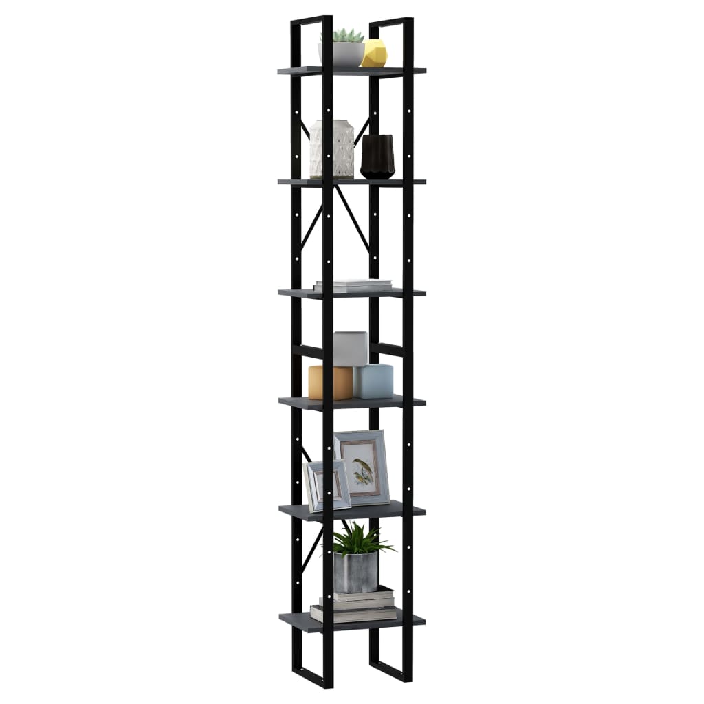vidaXL Standregal Hoch Grau 40x30x210 cm Massivholz Kiefer
