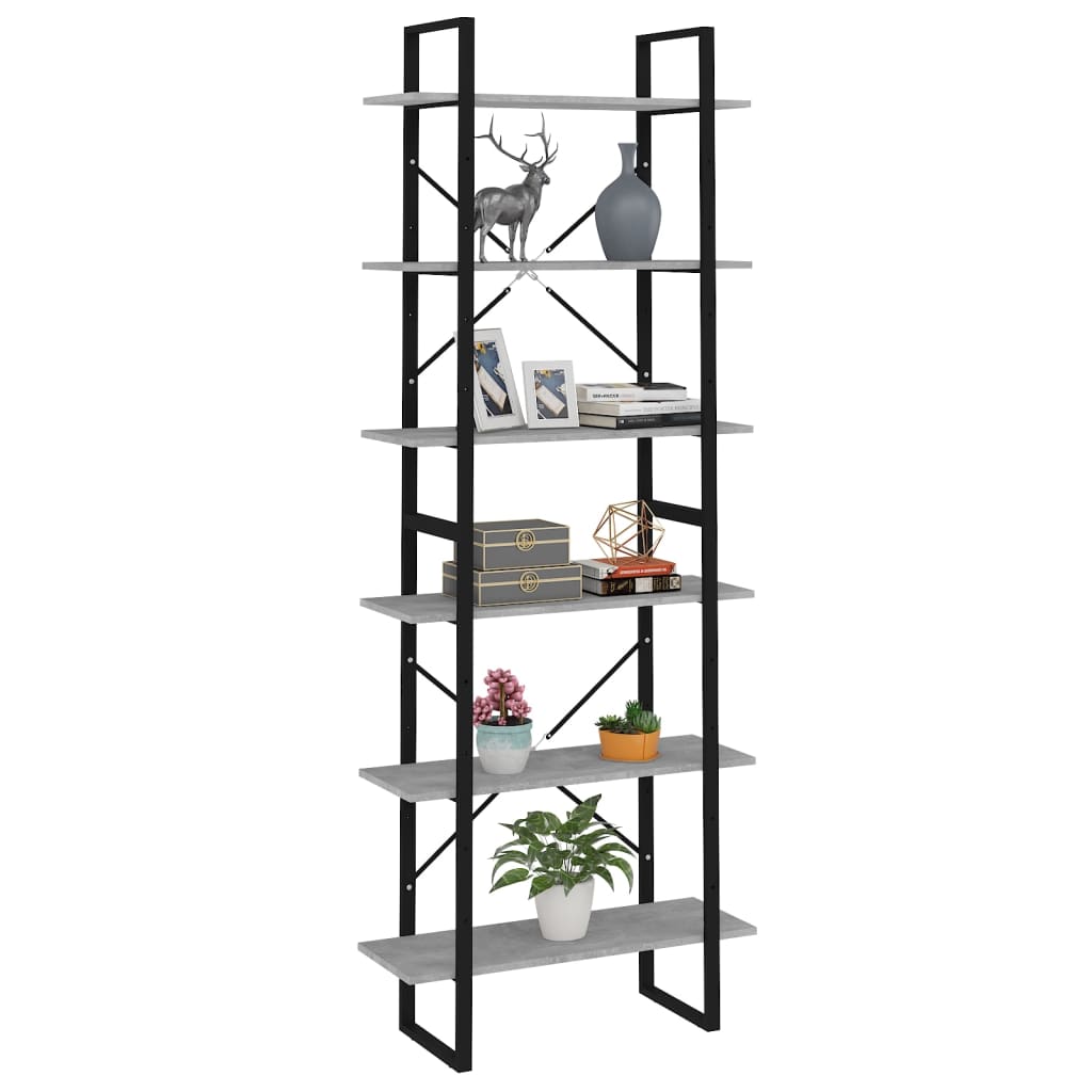 vidaXL Hochschrank Betongrau 80x30x210 cm Holzwerkstoff