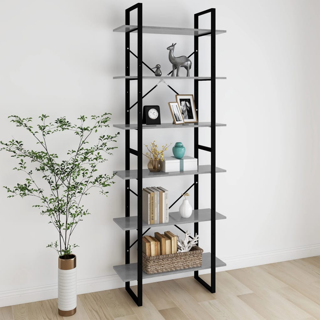vidaXL Hochschrank Betongrau 80x30x210 cm Holzwerkstoff