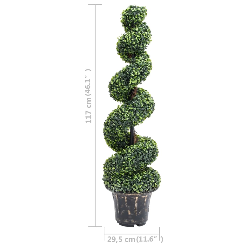vidaXL Künstlicher Buchsbaum mit Topf Spiralform Grün 117 cm