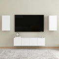vidaXL 4-tlg. TV-Schrank-Set Weiß Holzwerkstoff
