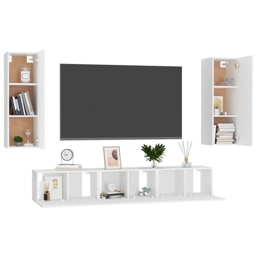 vidaXL 5-tlg. TV-Schrank-Set Weiß Holzwerkstoff
