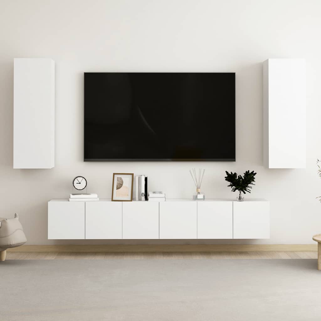 vidaXL 5-tlg. TV-Schrank-Set Weiß Holzwerkstoff