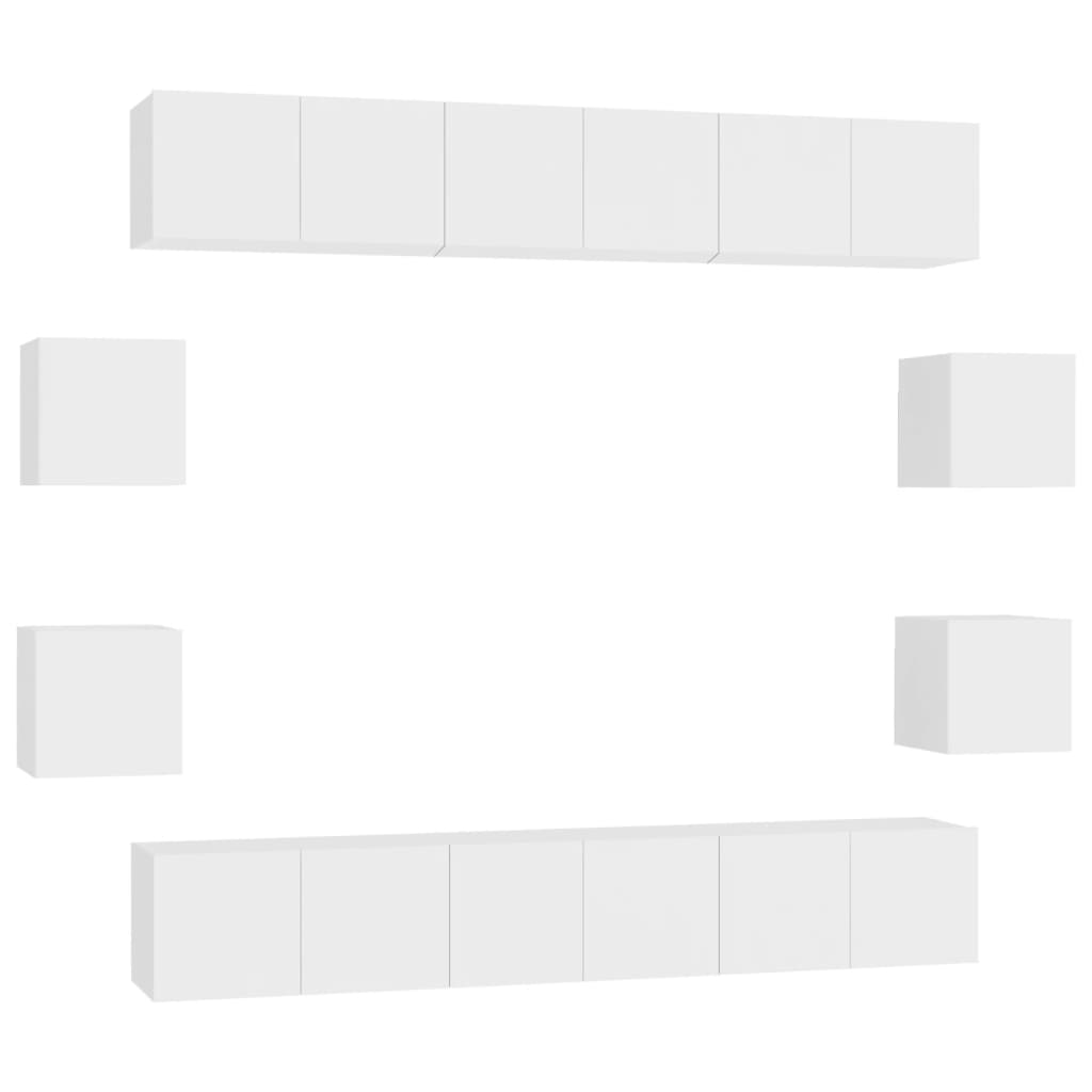 vidaXL 10-tlg. TV-Schrank-Set Weiß Holzwerkstoff