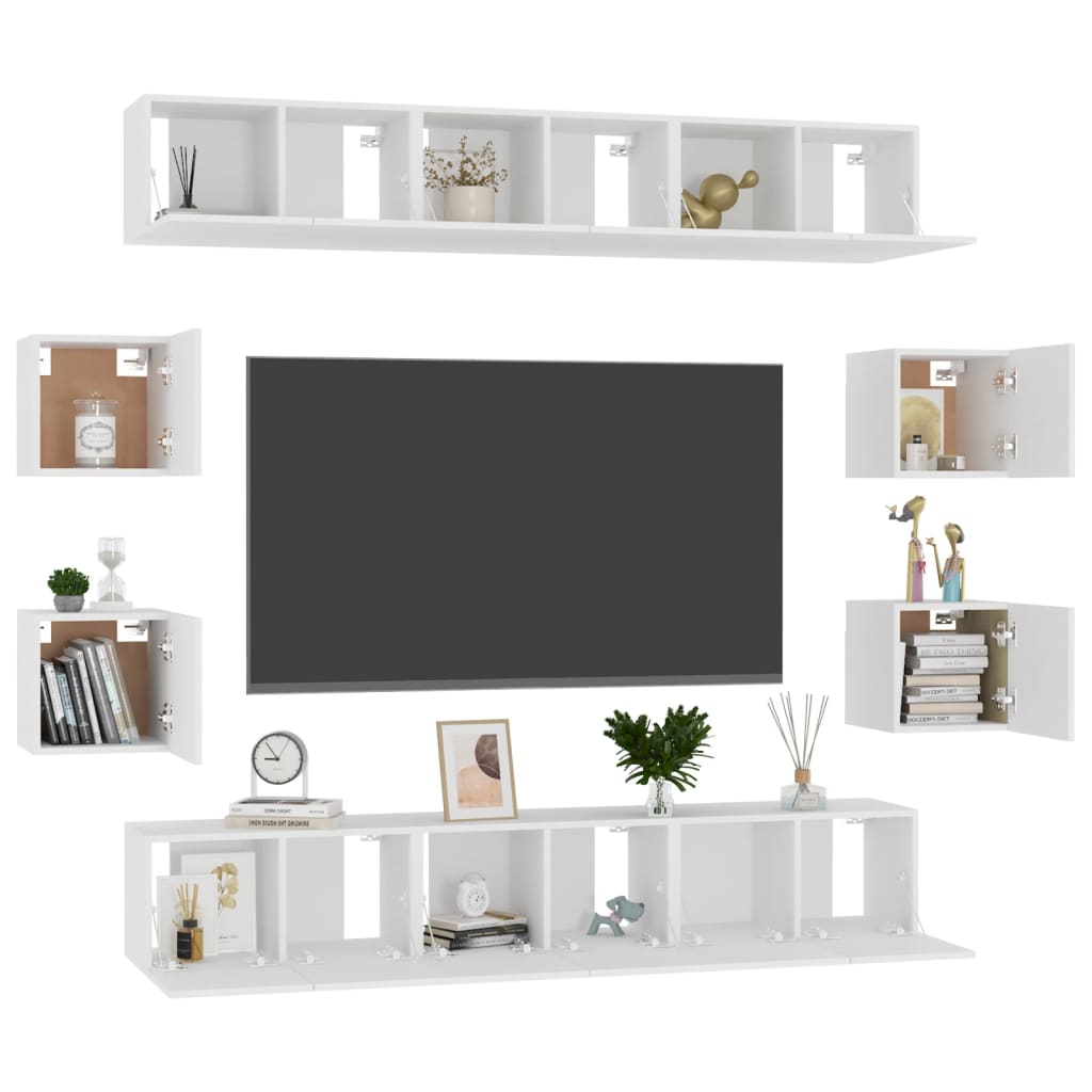 vidaXL 10-tlg. TV-Schrank-Set Weiß Holzwerkstoff