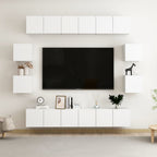 vidaXL 10-tlg. TV-Schrank-Set Weiß Holzwerkstoff