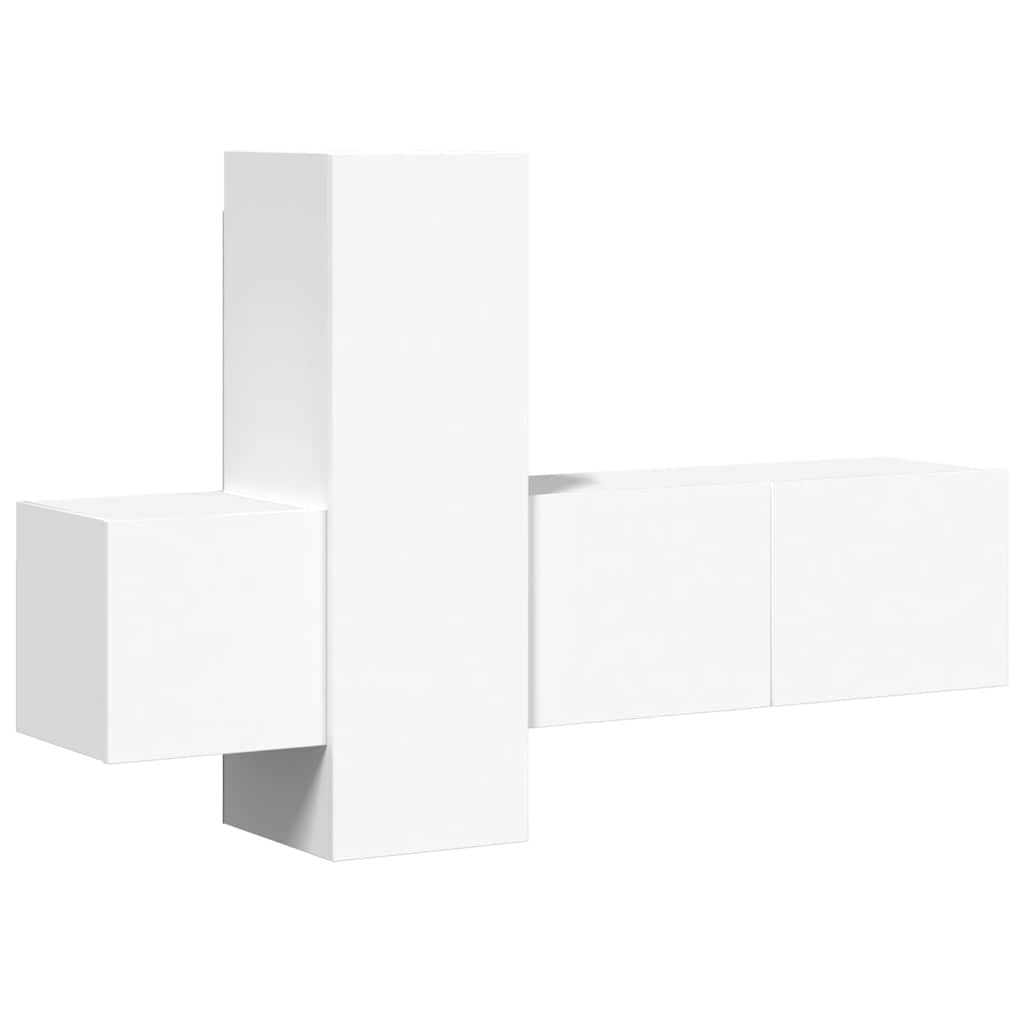vidaXL 3-tlg. TV-Schrank-Set Weiß Holzwerkstoff