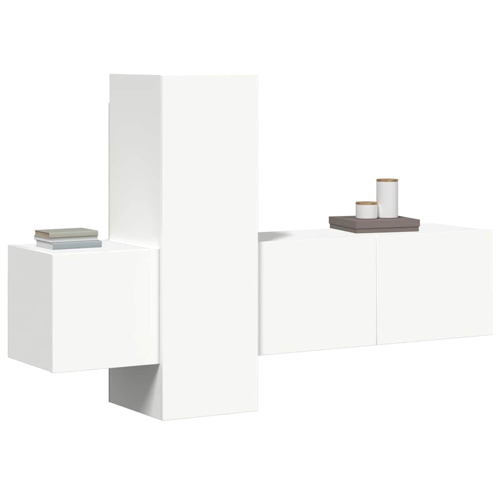 vidaXL 3-tlg. TV-Schrank-Set Weiß Holzwerkstoff