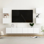 vidaXL 7-tlg. TV-Schrank-Set Weiß Holzwerkstoff