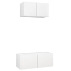 vidaXL 2-tlg. TV-Schrank-Set Weiß Holzwerkstoff