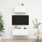 vidaXL 2-tlg. TV-Schrank-Set Weiß Holzwerkstoff