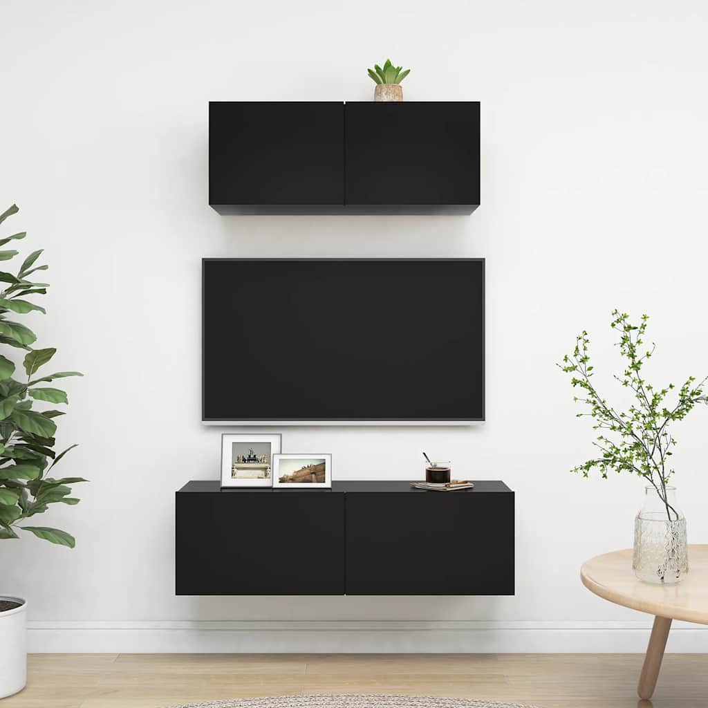 vidaXL 2-tlg. TV-Schrank-Set Weiß Holzwerkstoff