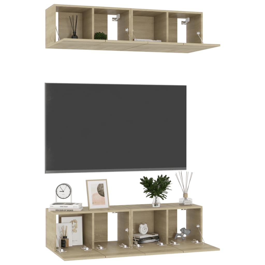 vidaXL TV-Schränke 4 Stk. Sonoma-Eiche 60x30x30 cm Holzwerkstoff